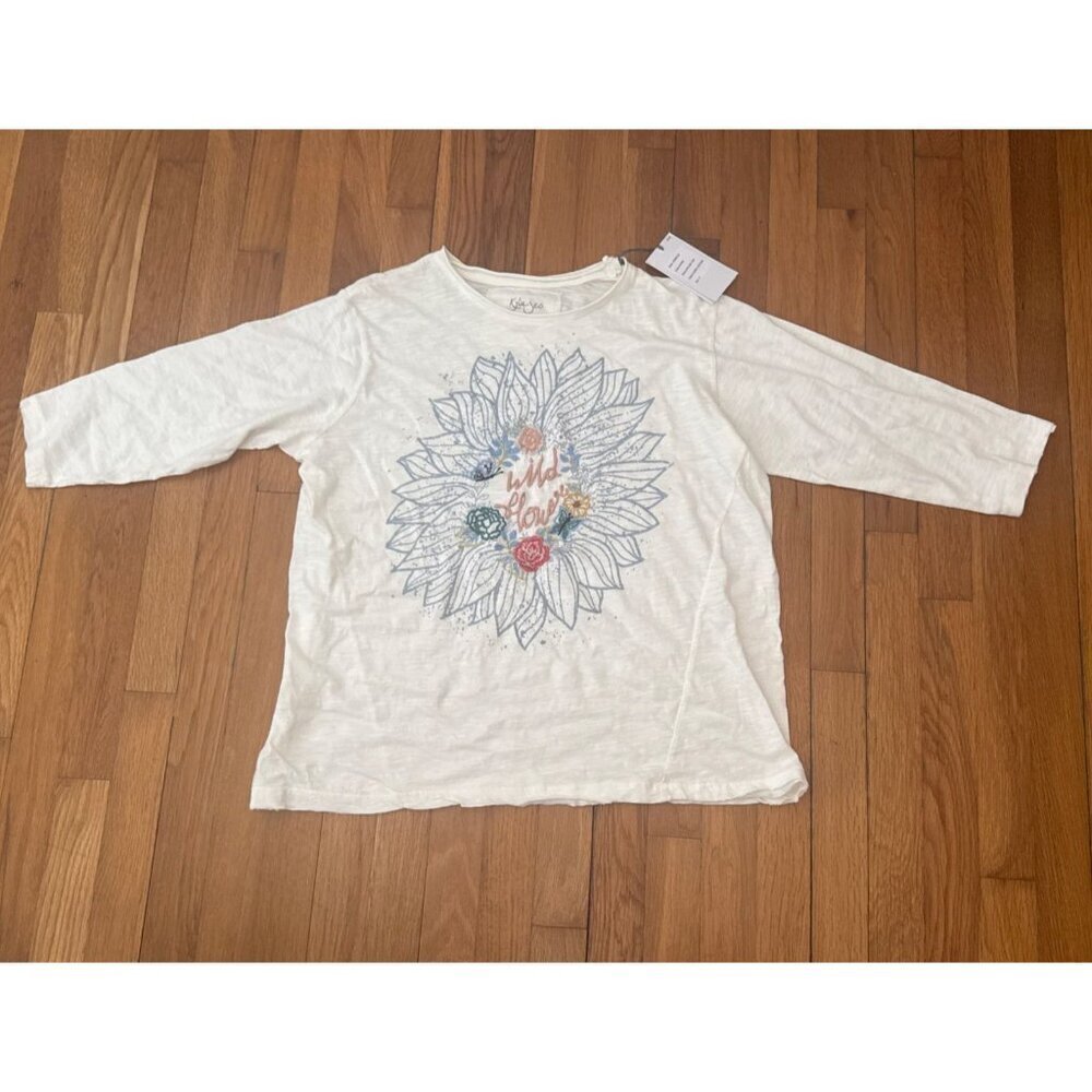 Kyla Seo Comfort Women's Nilani Top Embroidery Wild Flowers Size Small